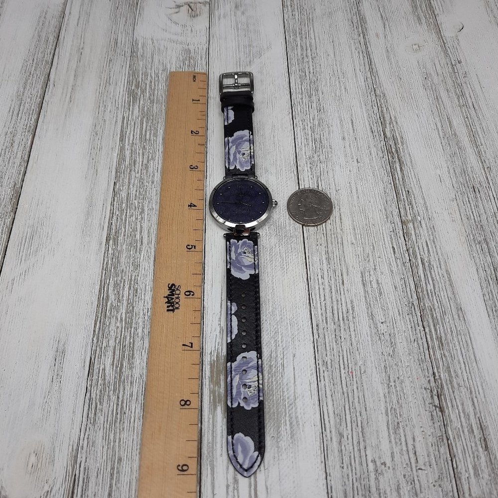 Coach Park Black Floral Print Leather Strap Watch - Picture 10 of 10